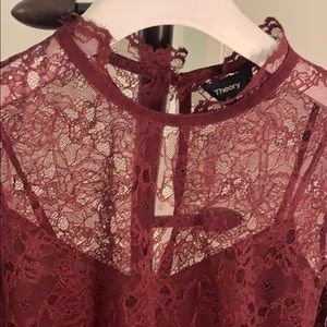 Theory wine red lace top